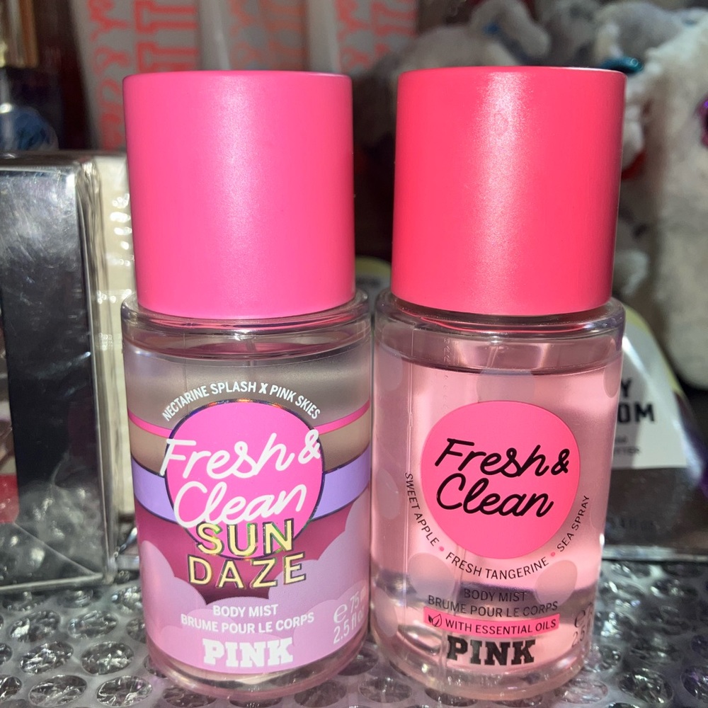 VS PINK Fresh & Clean /Sundaze Mini mists set 2.5oz each NWT